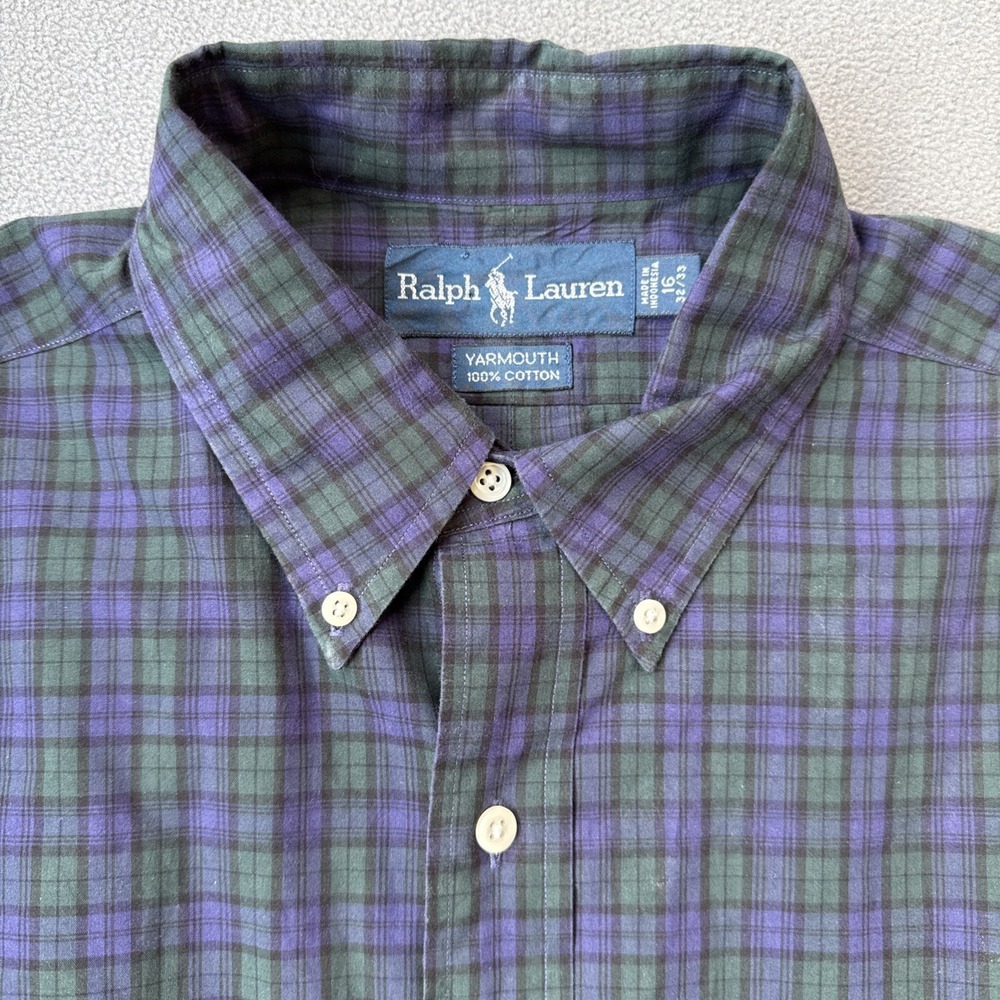 Ralph Lauren Yarmouth Shirt Mens 16 32/33 Classic Long Sleeve Cotton DRY CLEANED